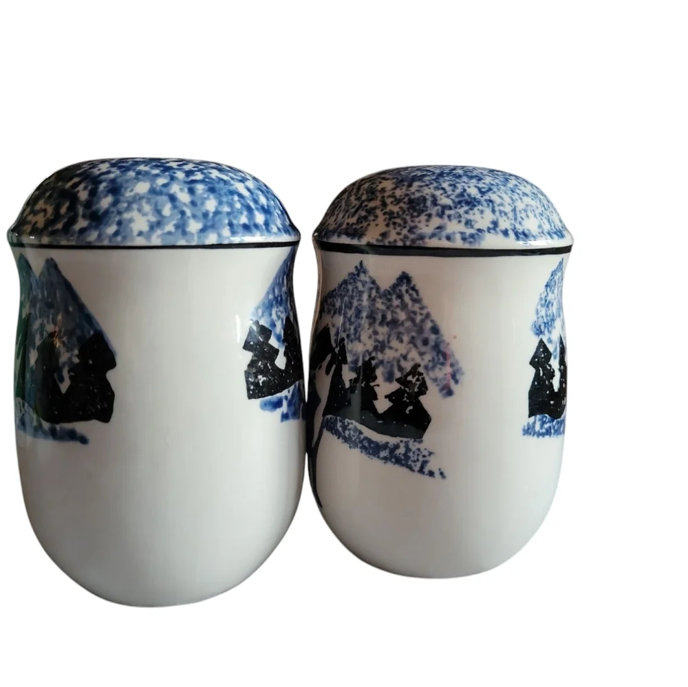 Vtg Folk Craft Wolf Blue Salt & Pepper Shakers by Tienshan. - Picture 10 of 12